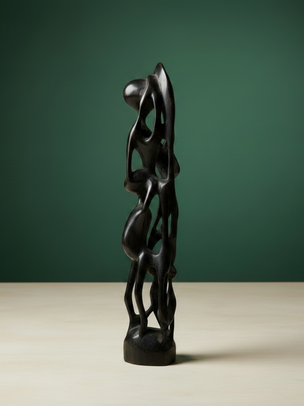 Makonde Ebony Wood "Tree of Life" Abstract Sculpture African Folk Art - 13”